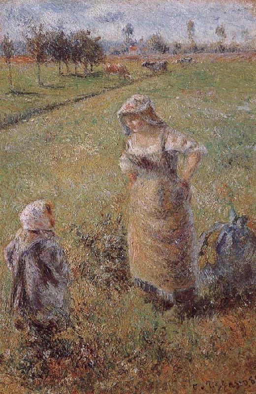 woman with children, Camille Pissarro